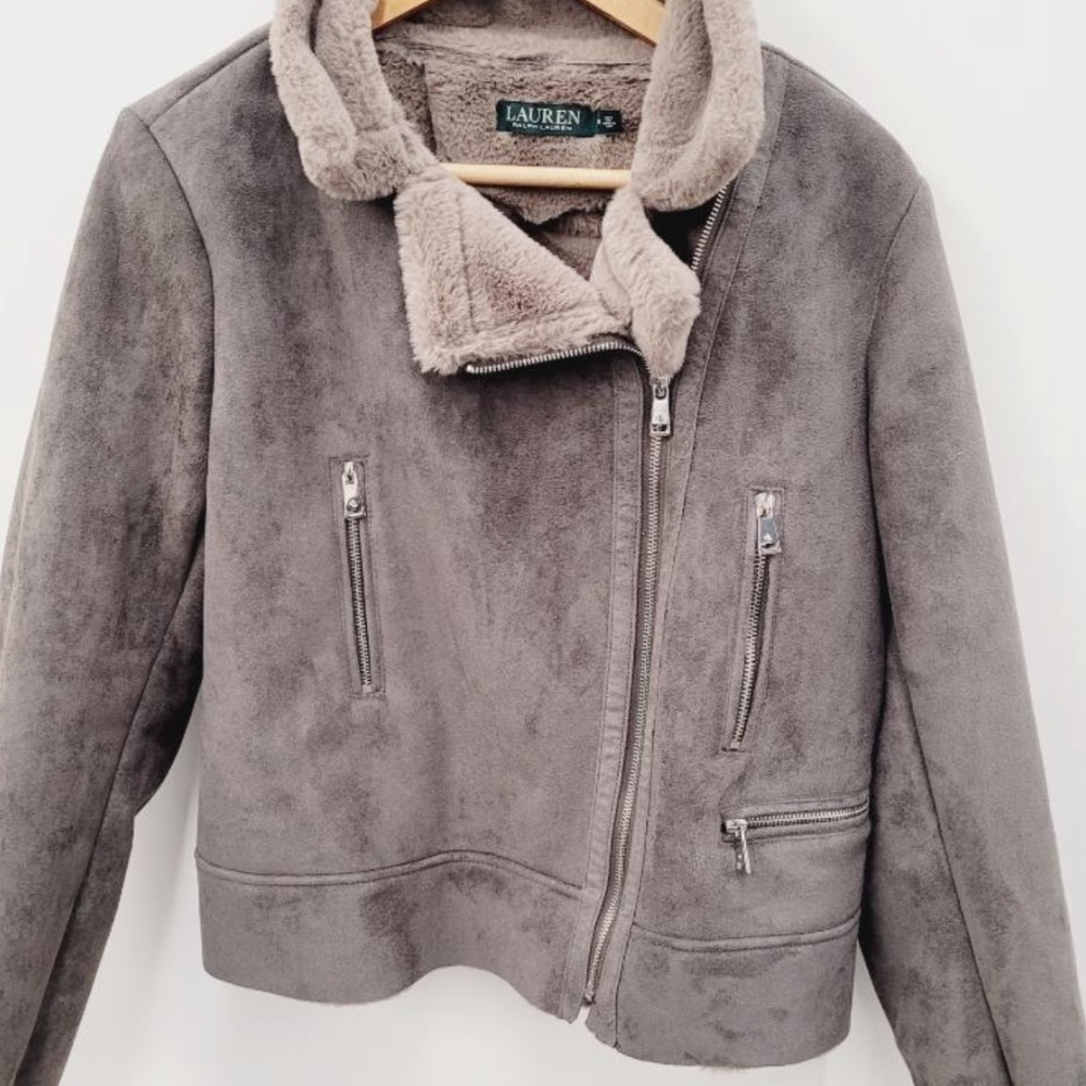 LAUREN RALPH LAUREN Faux Shearling Moto Jacket